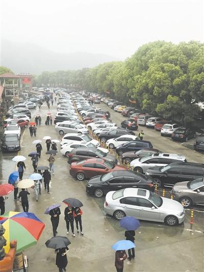 昨上午8时许,桃源陵园内已停满了车。