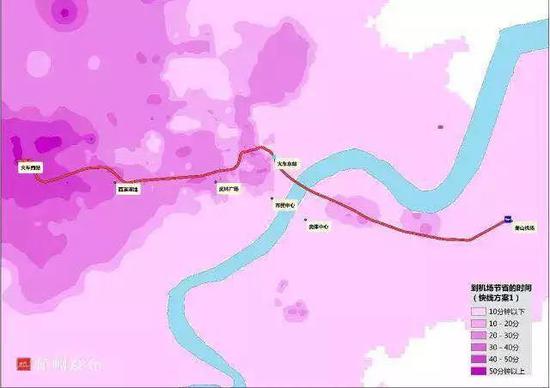 到机场节省的轨道时间示意图