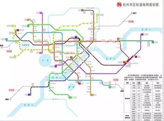 绿色线路为杭州地铁4号线一期和二期