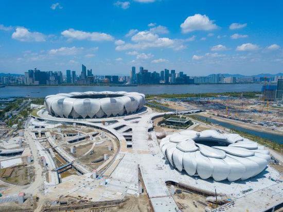 右下角的“小莲花”就是比赛场地。浙江新闻客户端记者 倪雁强 陈嘉昀 摄