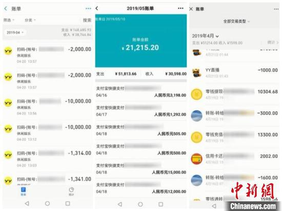 盗刷信用卡记录。 奉化公安 供图