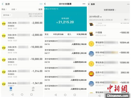 盗刷信用卡记录。　奉化公安 供图