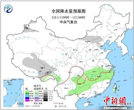 全国降水量预报图。气象部门供图