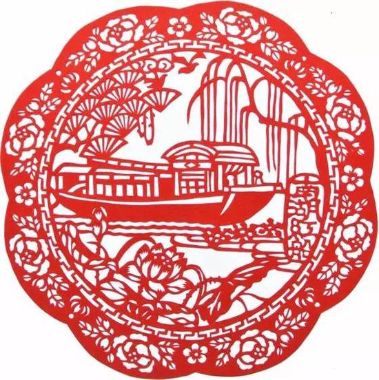 作品以嘉兴南湖的红船为背景.