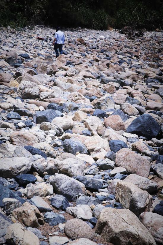 舟山普陀海滩黑石头被疑是陨石 不少人前来淘