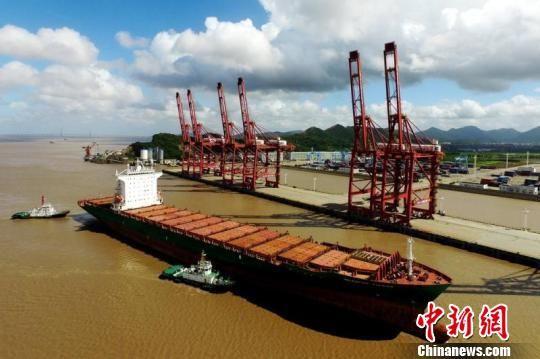 图为宁波舟山港大浦口码头 姚峰 摄
