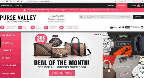 (图说:服务器位于海外的Pursevalley购物网站上充斥着大量假冒奢侈品。)