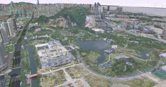 三维虚拟城市中的杨府山公园