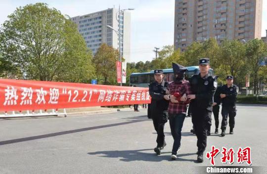 图为:涉嫌网络诈骗违法人员押回浙江三门 林利军 摄
