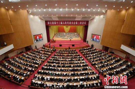 图为浙江省第十三届人民代表大会第二次会议现场。 王刚 摄