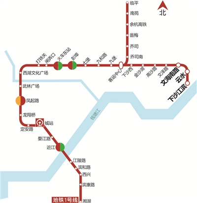 杭州地铁1号线下沙延伸段今天开通 最高票价9元(组图)