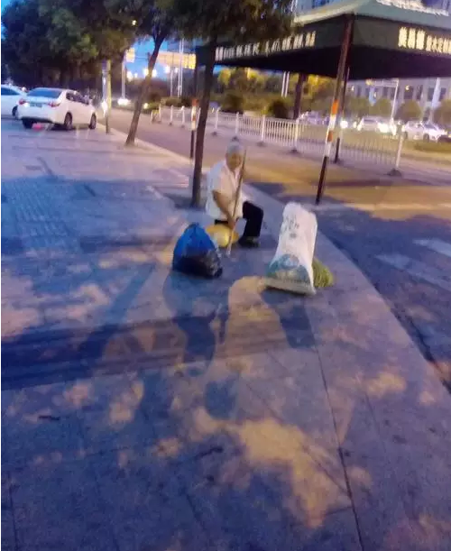 金华一老太大热天跪着卖东西 有人质疑是博同