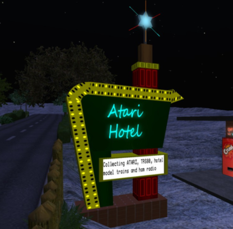 有玩家已经在游戏里把雅达利酒店的路牌搭了出来