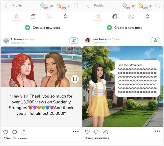 游戏内置的类似Twitter/微博的社交系统