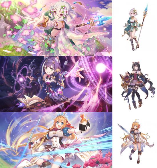 《公主链接》的三女主（左）和《碧蓝幻想》里的版本（右）