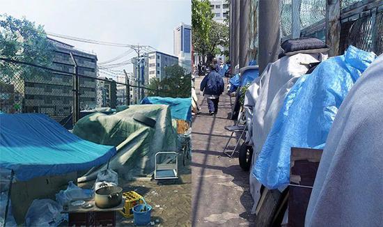 左为游戏画面，右为现实寿町的一角，已经十分相似