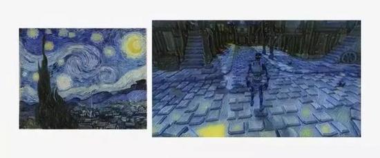梵高《星夜》风格的游戏画面