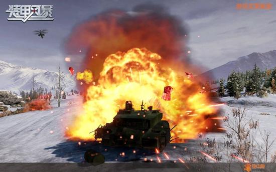 一台T90坦克遭到炮击后的爆炸场面