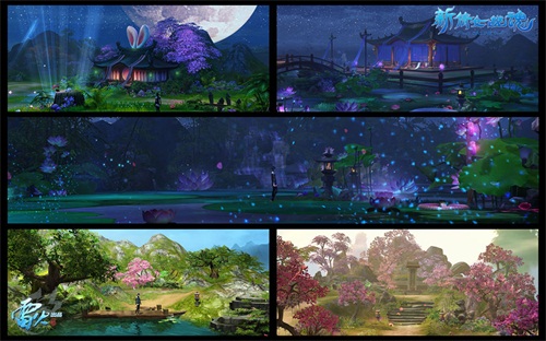 迭代后的湖中屋、桃花扇和桃花冢