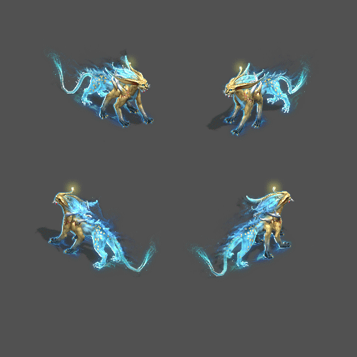 2016鎏金宝鉴召唤兽孟极战斗内待机效果草图（此图为GIF）