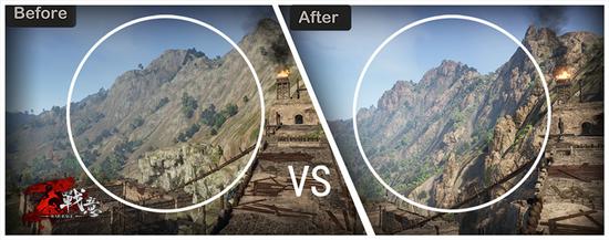 远方的山峦有了更自然的结构表现