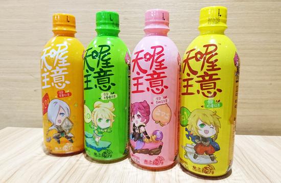 《龙之谷》与天喔主意合作推出的茶饮料