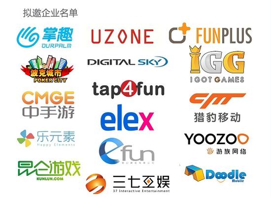 本届国际游戏发行商闭门对接会拟邀企业名单