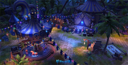 糖果色的旋转木马