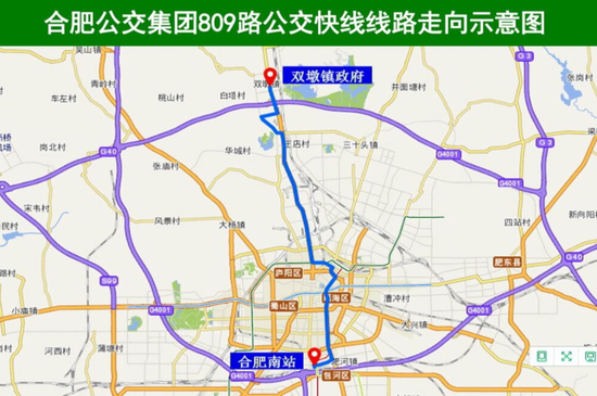 &nbsp;809路公交快线线路走向示意图