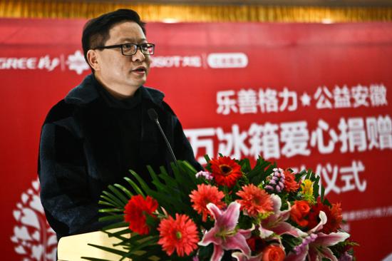 启动仪式中,安徽盛世欣兴格力贸易有限公司总经理汪晓兵讲话