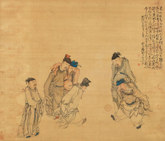 《蹴鞠图》 作于乾隆二十年 1755年 　　黄慎 　　绢本设色 　　天津博物馆藏
