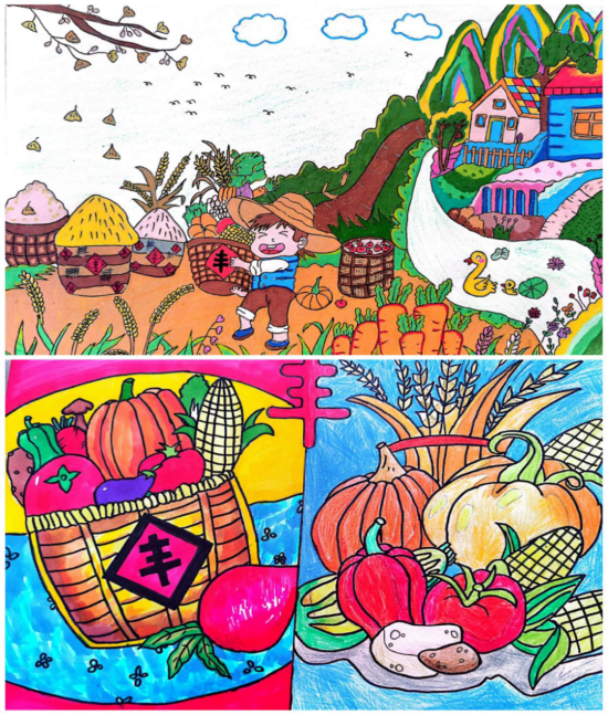 金秋好时节童心绘丰收庐江县同大镇中心小学开展巧手绘丰收活动