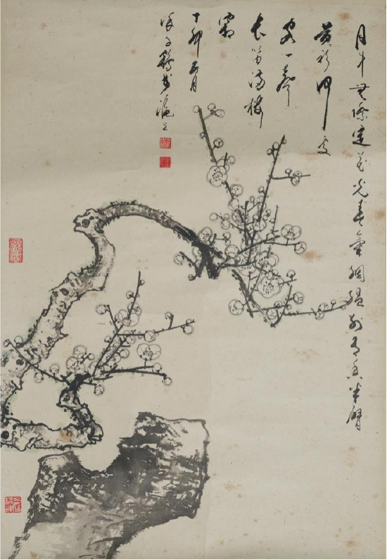 《梅石图》 1987年 76.3×52.1cm 徐子鹤
