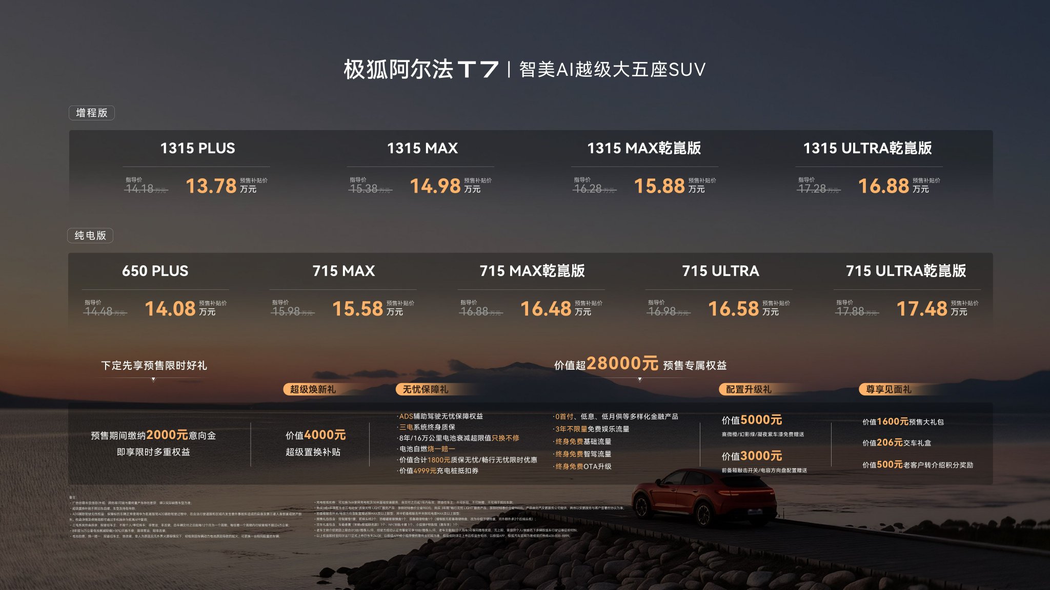 极狐阿尔法T7开启预售 补贴价13.78万起