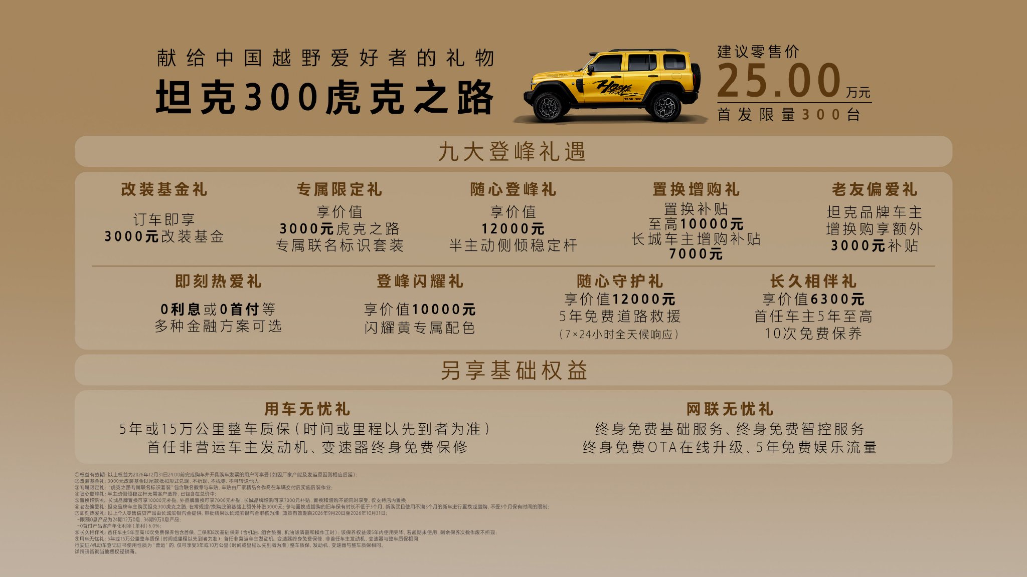 售价25万元 坦克300虎克之路正式上市