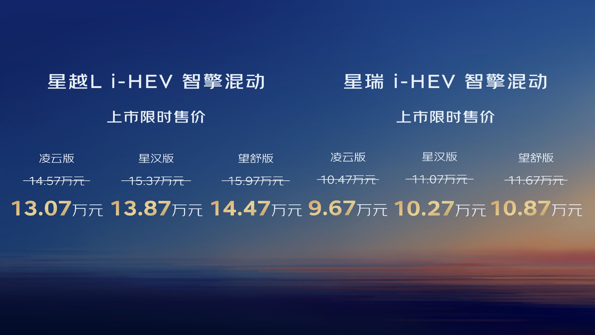 吉利中国星i-HEV智擎混动双车上市 限时售9.67万起