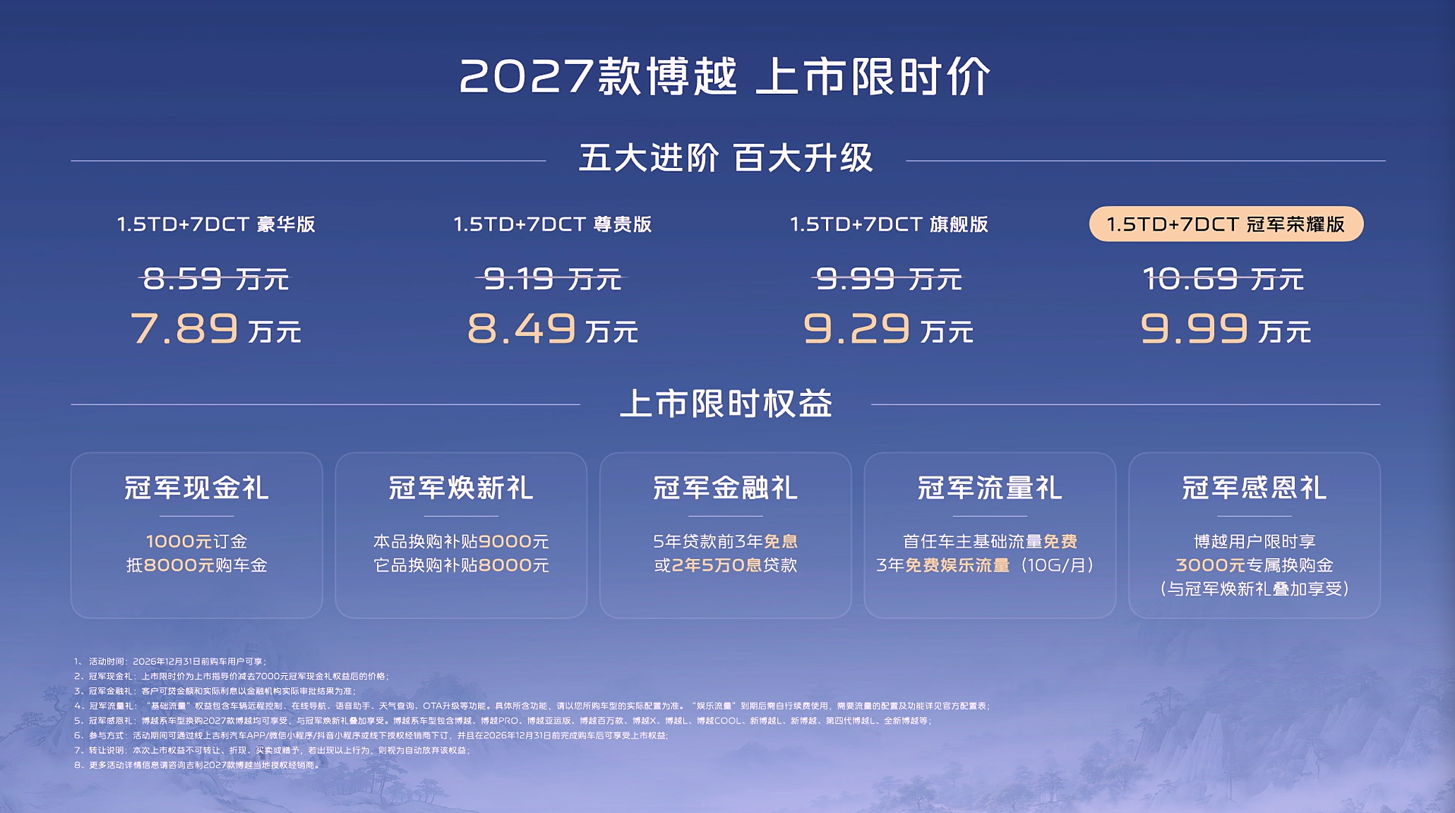 2027款博越上市 限时先享价7.89万起