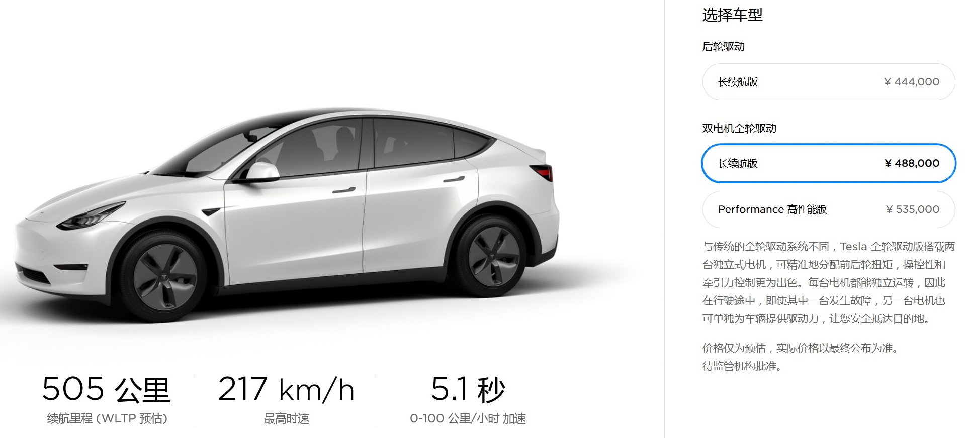 特斯拉中国公布Model Y售价：44.4-53.5万元