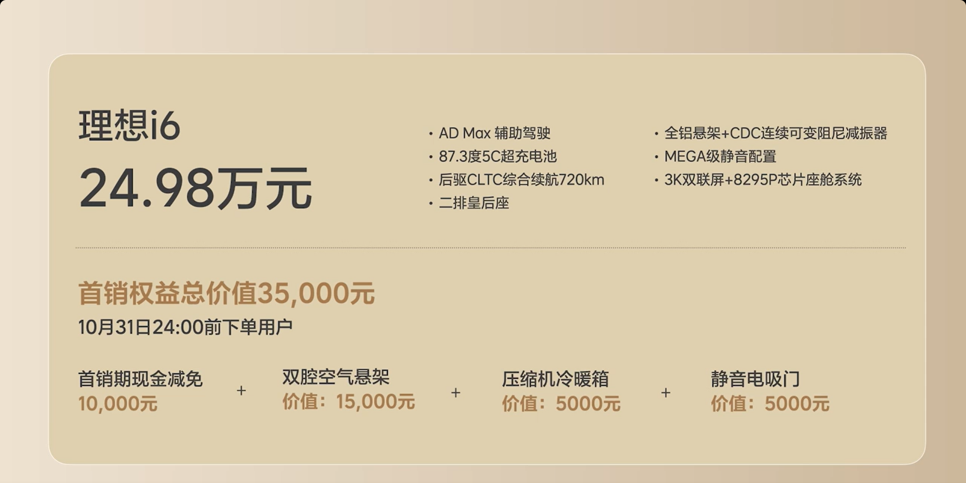 售价24.98万元 理想i6正式上市