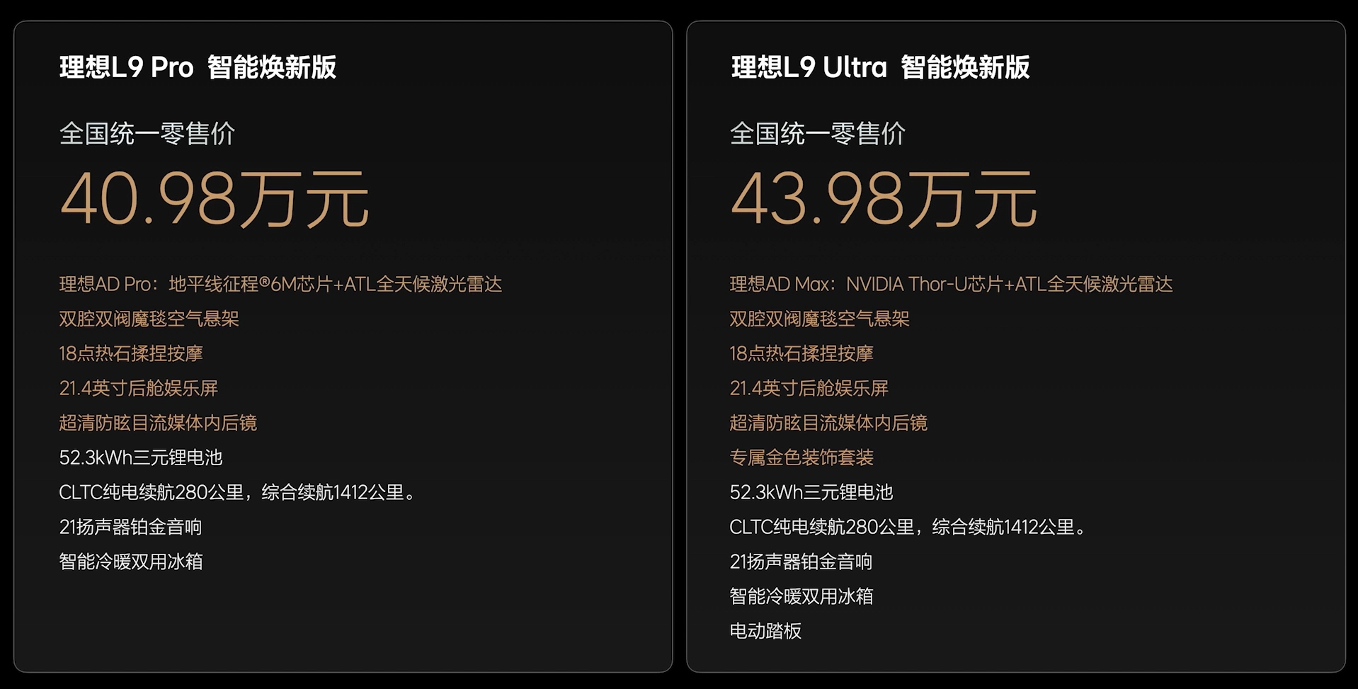 售价24.98-43.98万元 理想L系列智能焕新版上市