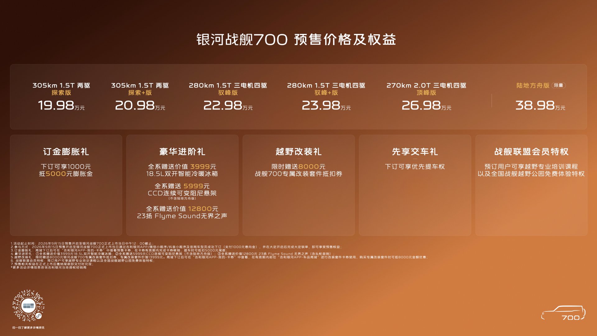吉利银河战舰700开启预售 19.98万起