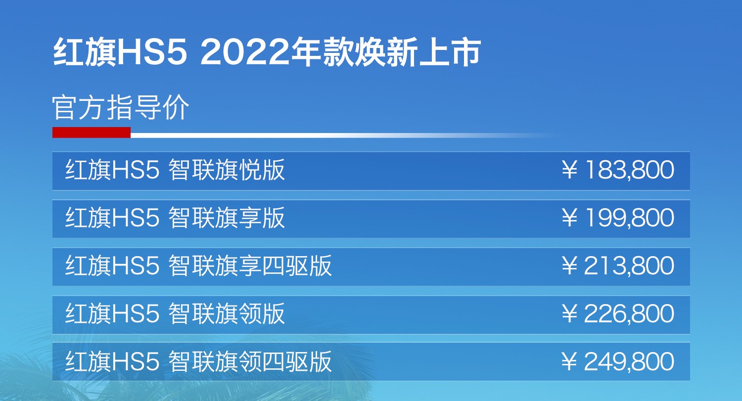 2022款红旗HS5售价