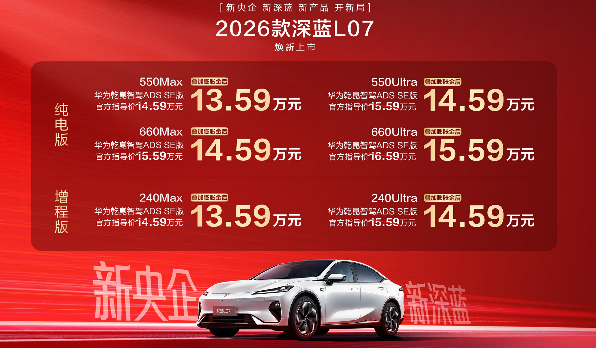 深蓝L07全系标配华为乾崑智能辅助驾驶 主流市场智能化进程加速