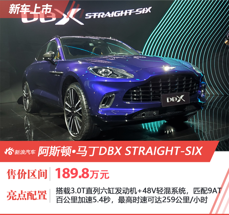 售价189.8万元起 阿斯顿•马丁DBX STRAIGHT-SIX车型上市