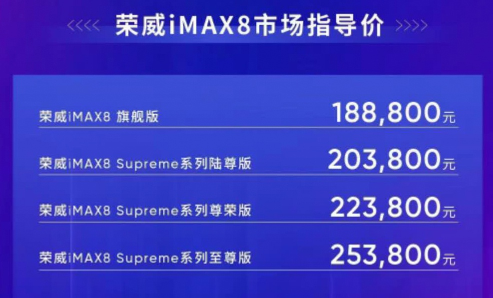魔吧+魔屏概念抢镜 荣威iMAX8售价18.88-25.38万元