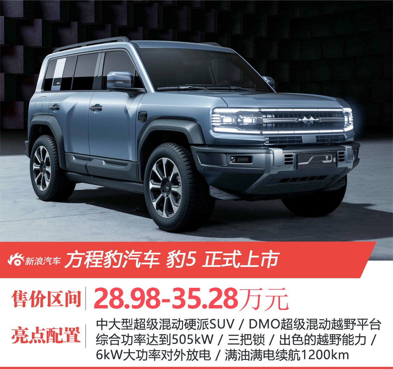 Equation Leopard Car Leopard 5 is officially listed at a price of 289,800-352,800 yuan.