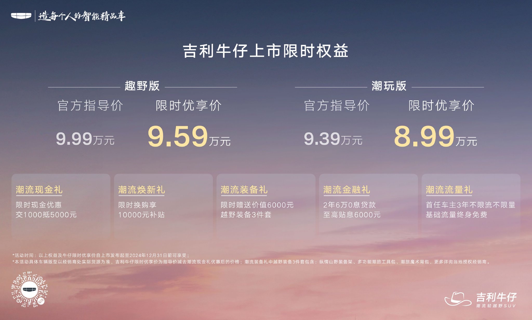 售价8.99-9.59万元 吉利牛仔正式上市