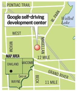 谷歌无人驾驶研发中心位置示意图