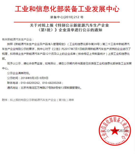 工信部公示：30家车企超1年未生产新能源汽车