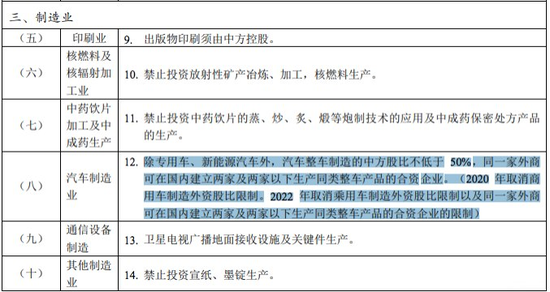 新能源股比7月底放开 外商投资清单发布